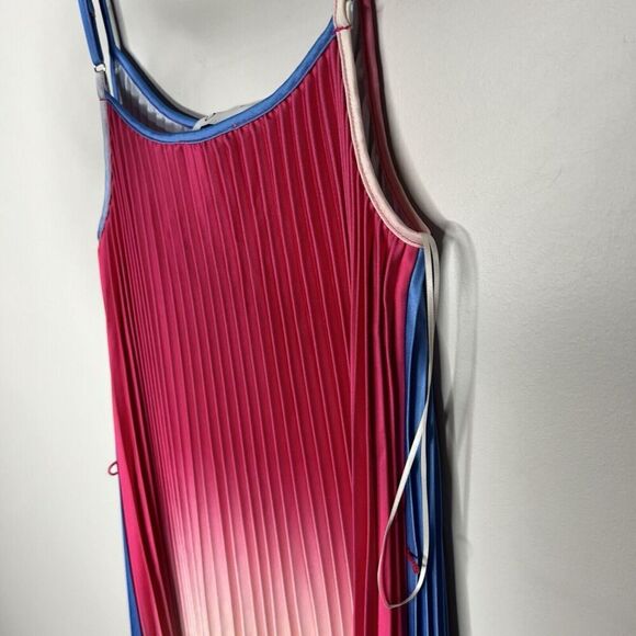 Sam Edelman Satin Pleated Dress Womens Large Ombre Missing Belt - Picture 3 of 10